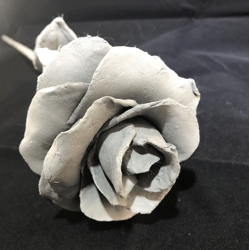 Long Stem Rose in dried fiber clay